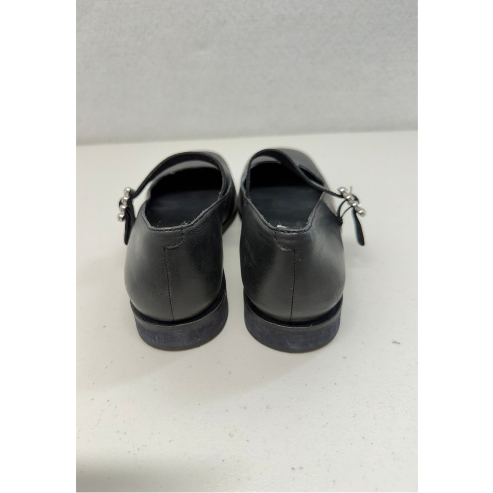 Free People Black Leather Square Toe Rhinestone Buckle Mary Jane Flats 7.5 - Picture 4 of 11